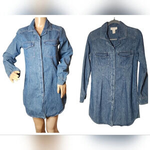 J. Jill Out of the blue denim mini dress tunic.  L/S button front. Size XS